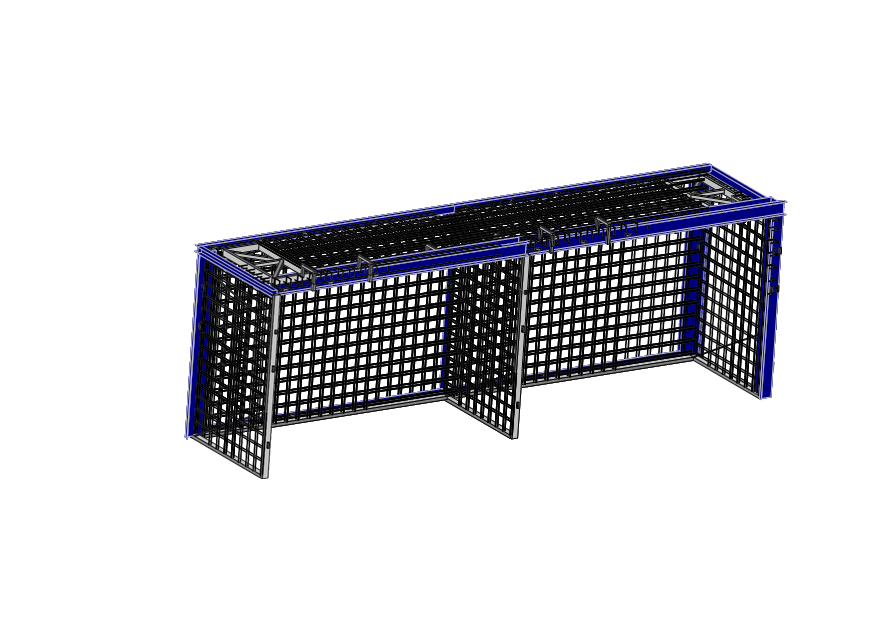 A 3 d model of the front view of a soccer goal.