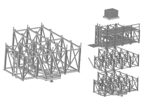 A 3 d image of the construction process for a large structure.