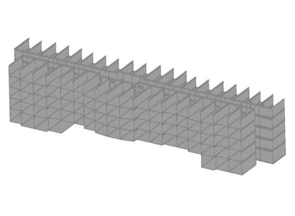 A 3 d image of the bottom portion of a bridge.