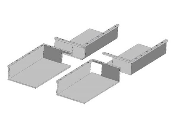 A 3 d image of the top and bottom sections of a metal box.